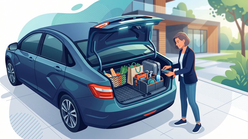 Современная иллюстрация аксессуаров для багажника Lada Vesta для повышения функциональности и удобства автомобиля